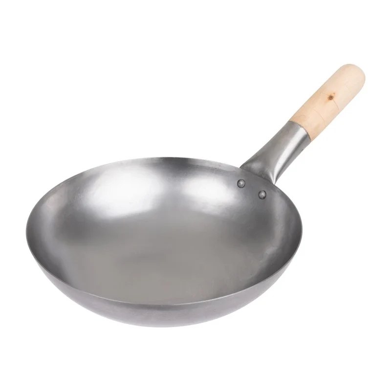 Wok fond plat en acier doux Vogue 254mm