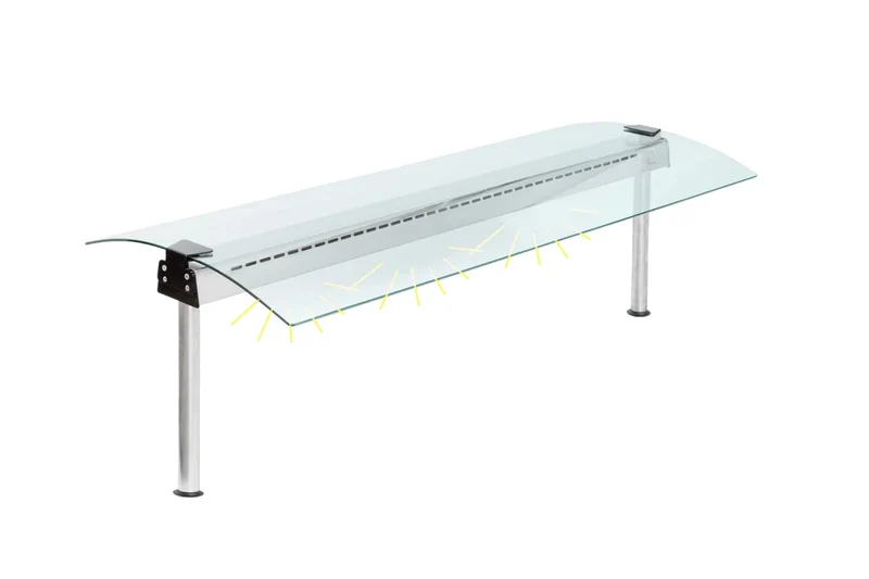 Écran de protection anti-postillons 2 GN1/1 verre courbé des deux côtés - Éclairé