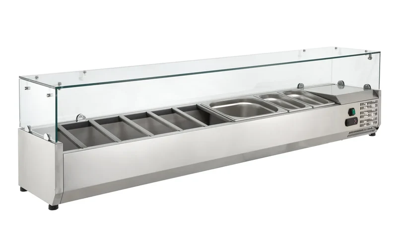Vitrine réfrigérée ECO 9 x GN 1/4 avec couvercle en verre 1800 mm