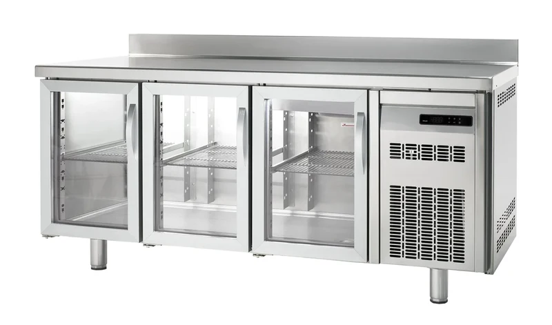Table réfrigérée de boulangerie Premium 3/0 avec dosseret et portes vitrées