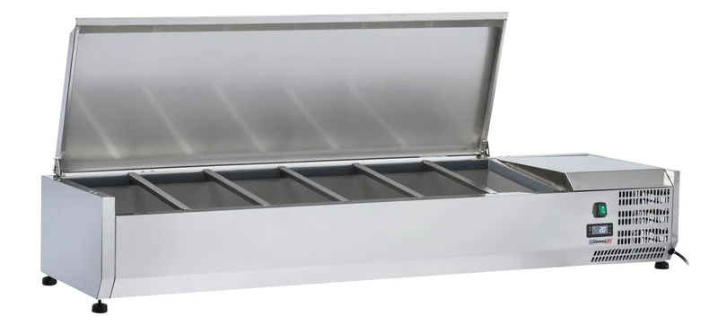 Saladette à poser 5 x GN 1/3 + 1 GN 1/2 avec couvercle