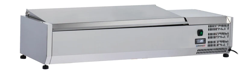 Saladette à poser 3 x GN 1/3 + 1 GN 1/2 avec couvercle