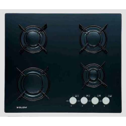 Table de cuisson verre à gaz 60 cm Glem GV64BK