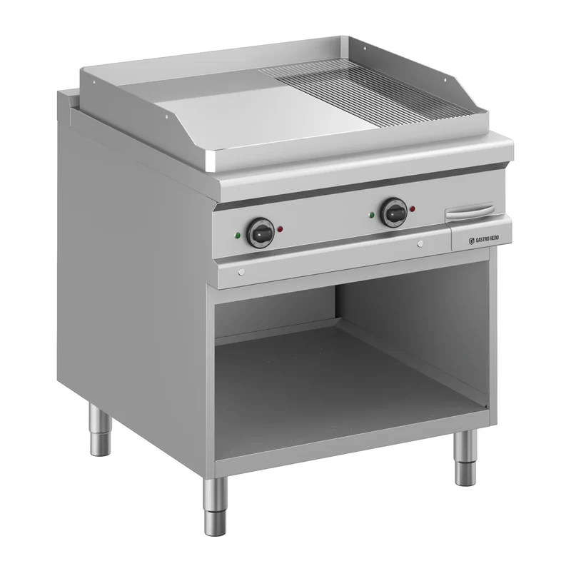 Plaque de cuisson électrique Série 900 - 80/90 - ⅔ lisse, chromée, ⅓ rainurée