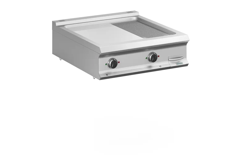 Plancha électrique Dexion Lux 980 - 80/90 - 2/3 lisse, 1/3 rainurée, chromée - modèle de table - 14 kW