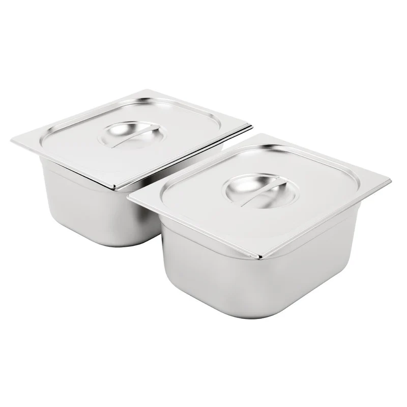 Ensemble de bacs GN 2 x 1/2 en inox avec couvercles Vogue