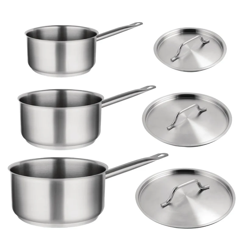 Ensemble 3 casseroles et couvercles inox Vogue Cook Like A Pro