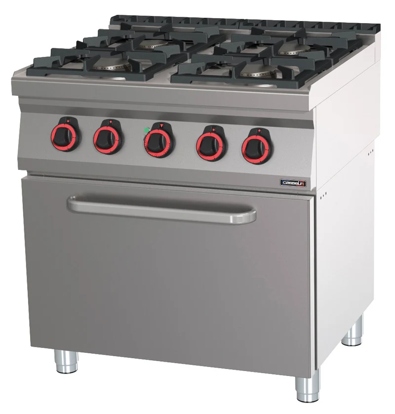 Fourneau gaz 4 feux avec four électrique ventilé GN 1/1 80