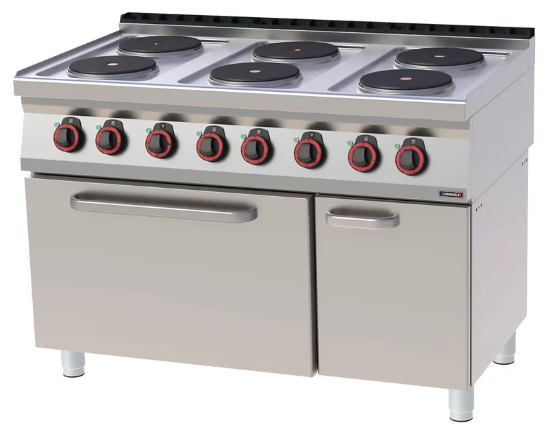Fourneau électrique 6 feux avec four électrique statique GN 2/1 120