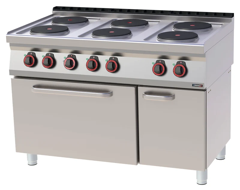 Fourneau électrique 6 feux avec four électrique ventilé GN 1/1 120