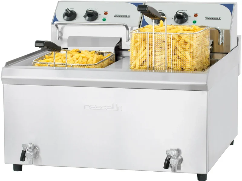 Casselin Friteuse professionnelle 2 x 10 L avec robinet de vidange