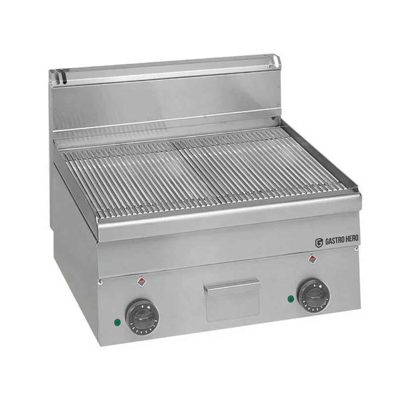 Plancha électrique Série 600 - 60/60 - rainurée - modèle de table - 7,5 kW
