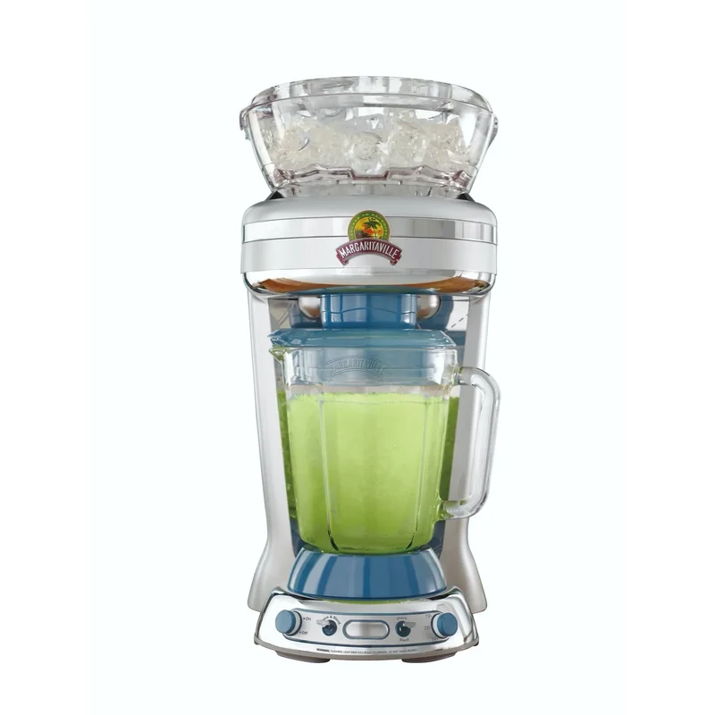 Key West Frozen Concoction Maker Ice Shaver and Crusher Blue/Silver: 64oz Capacity, 450W, Dishwasher-Safe Parts