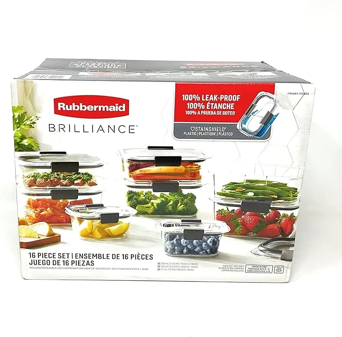 Plastic Food Storage Containers Set - 16 Pieces