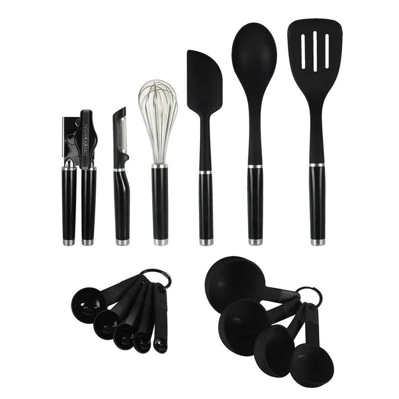 15-Piece Stainless Steel and Plastic Tool Set - Black