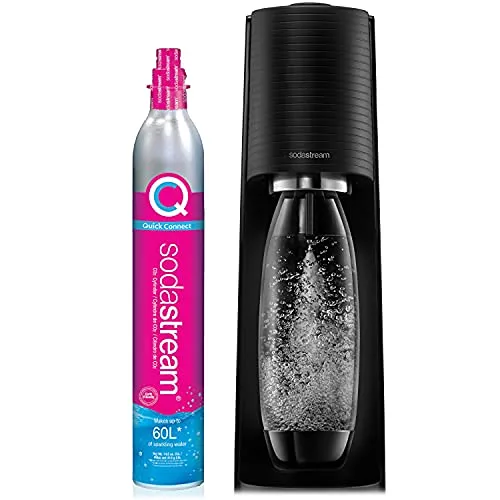Terra Sparkling Water Maker with CO2 and Carbonating Bottle - Black