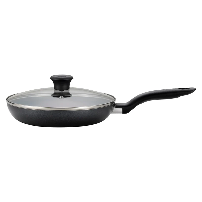 T-fal 10" Frying Pan with Lid, Simply Cook Nonstick Cookware Black