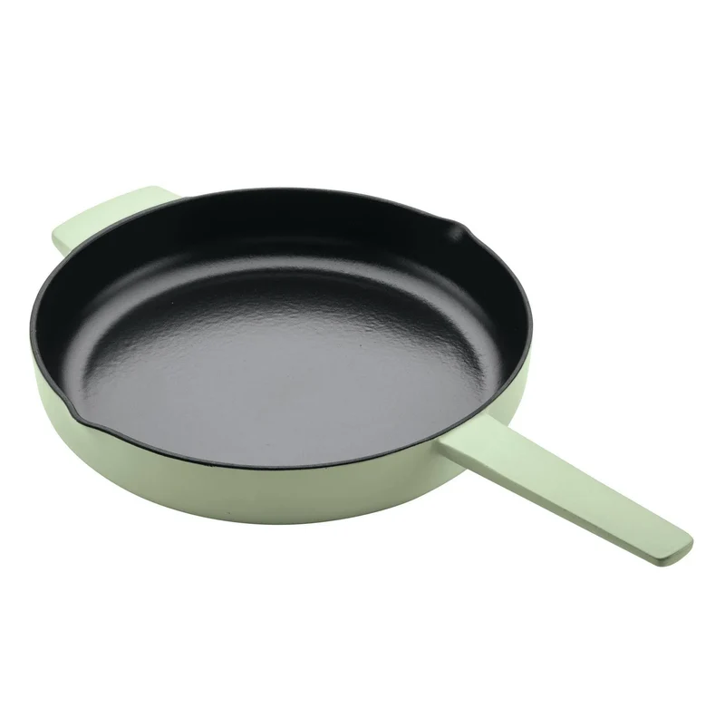 Cast Iron Enamel Pistachio 12-Inch Open Skillet