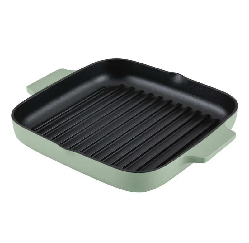 11" Enameled Cast Iron Square Grill and Roasting Pan - Pistachio