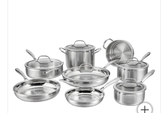 Tri-Ply Clad Stainless Steel 13-Piece Cookware Set - Silver