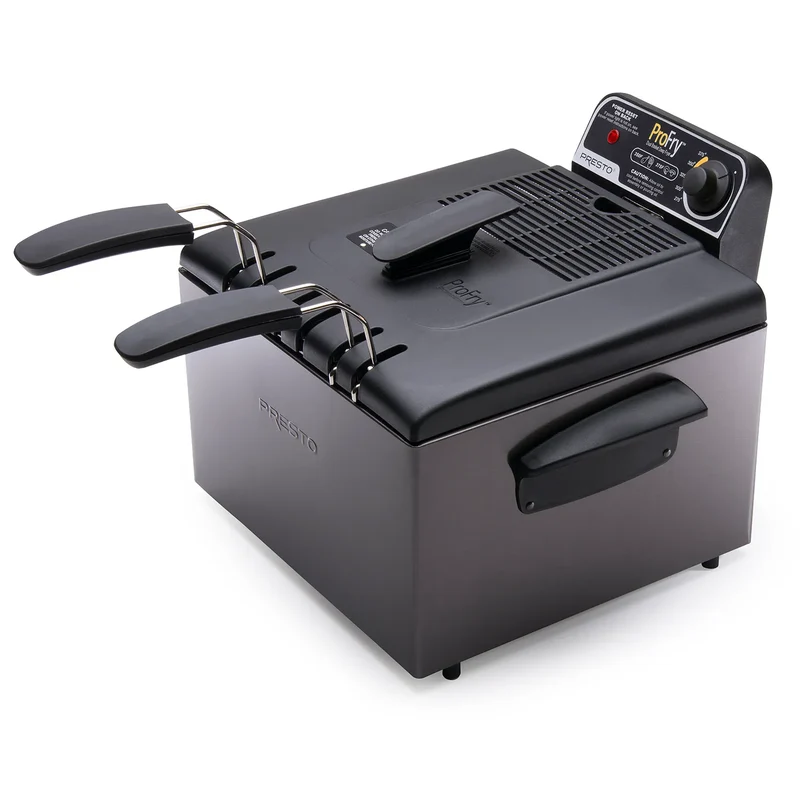 Dual Basket Deep Fryer - Black Stainless Steel