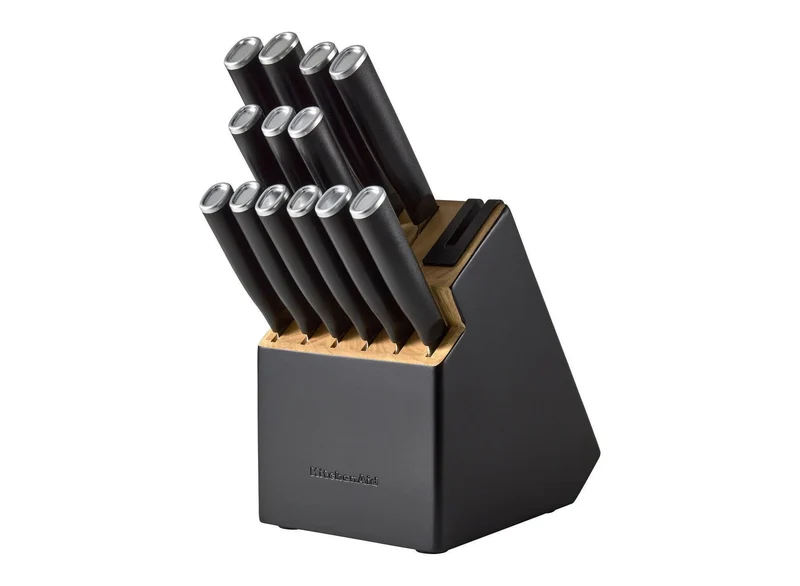 14-Piece 2-Tone Block Knife Set - Black
