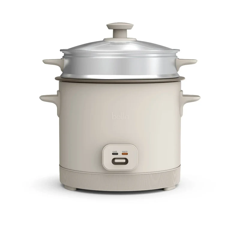 16 Cup Rice Cooker with Steamer Oatmilk: Nonstick Coating, Automatic Keep Warm, Tempered Glass Lid, 2 Settings