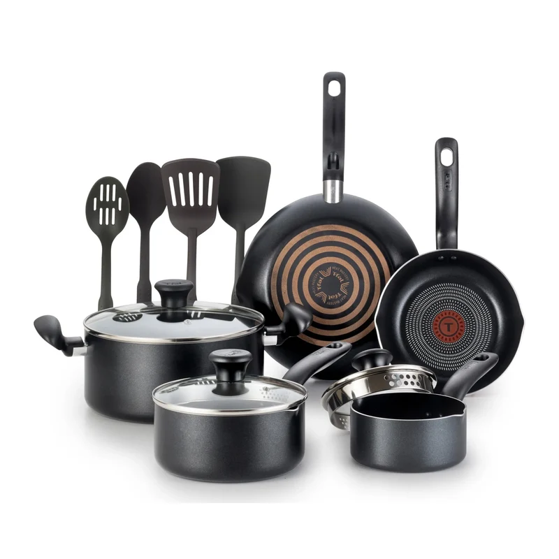 12pc Simply Cook Nonstick Cookware Set Charcoal - Black