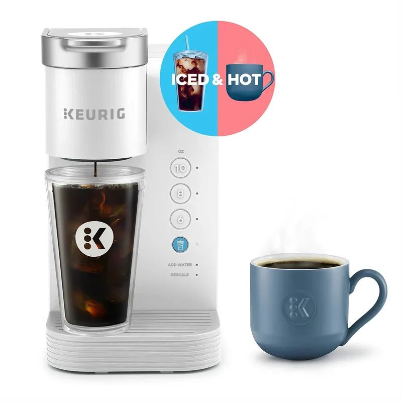 K-Iced Essentials Iced and Hot Single-Serve K-Cup Pod Coffee Maker - White
