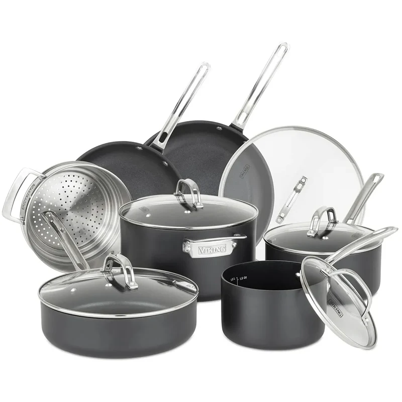 12 Piece Hard Anodized Ceramic Cookware Set - Black