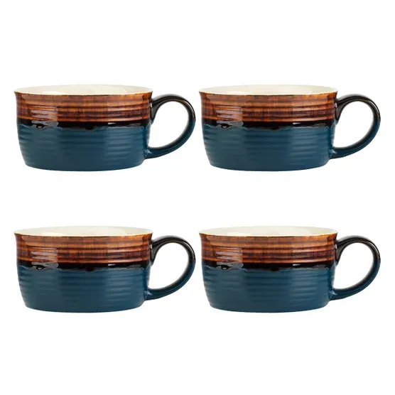 Set of 4 Oversized Mugs - Blue