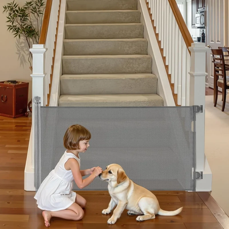 Retractable Baby Gate - Gray