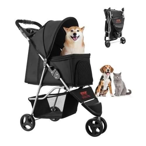 Pet Stroller - Foldable 3 Wheels with Brake