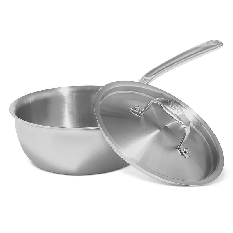 5 Ply Stainless Clad 2 Qt. Saucier and Lid - Stainless