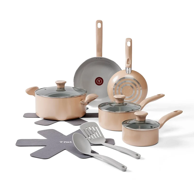12pc Nonstick Ceramic Cookware Set - Beige