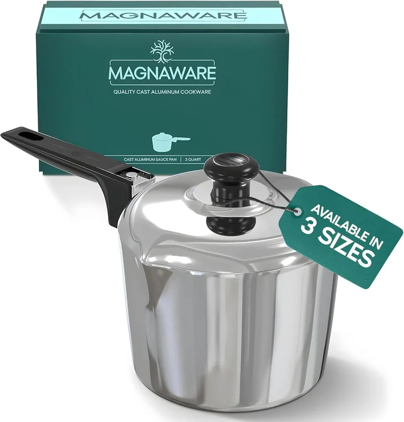 3 Qt Cast Aluminum Sauce Pan with Lid - Medium Cooking Pot