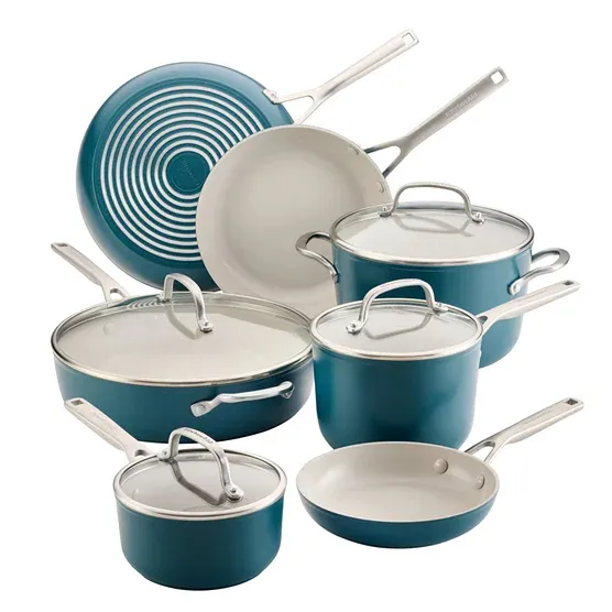 Hard-Anodized Ceramic Induction Cookware Set, 11-piece - Blue