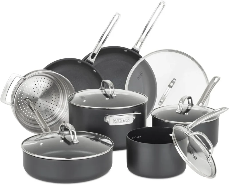 Nonstick Hard Anodized Cookware Set - Black