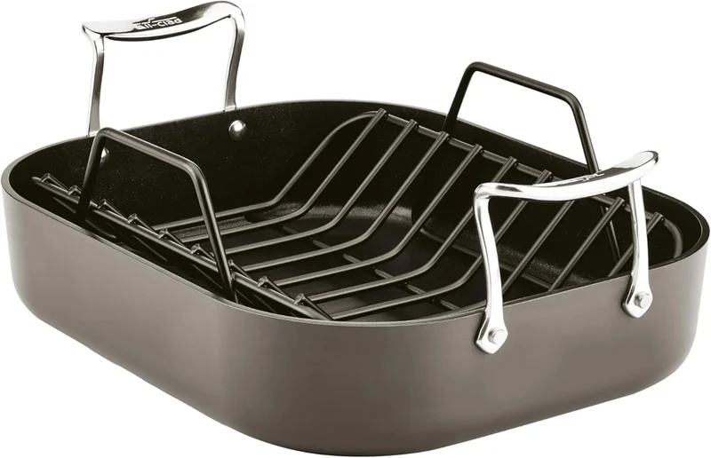 All-Clad Essentials Hard Anodized Nonstick Small Roaster with Rack - 11 x 14 Inch