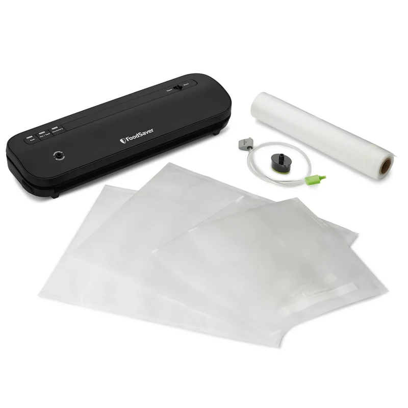 Space-Saving Vacuum Sealer with Bags and Roll - Black