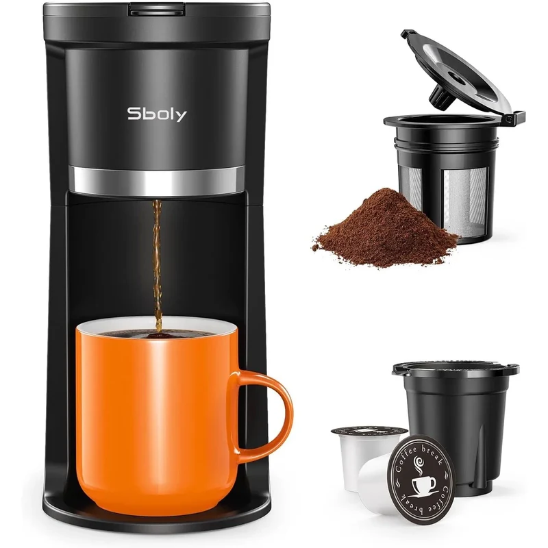 Mini Single Serve Coffee Maker - Black