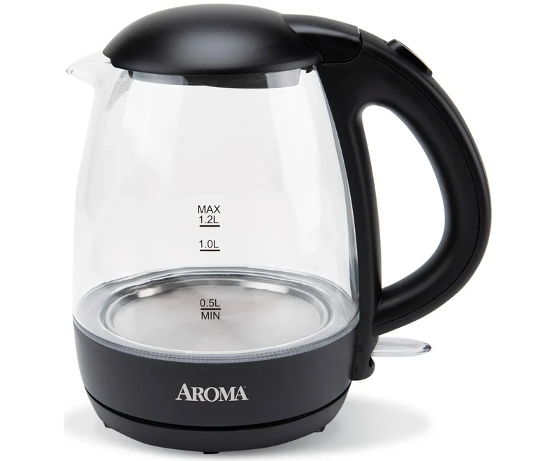 Aroma 1.2L Glass Electric Kettle with LED Indicator