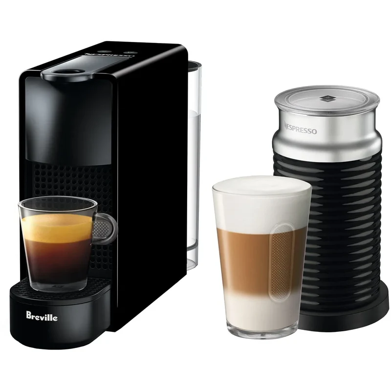 Essenza Mini Espresso Machine by Breville, Black with Aeroccino Milk Frother