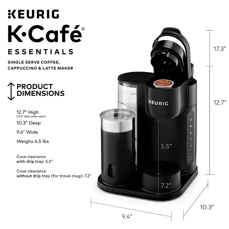 K-Café Essentials Single Serve K-Cup Pod Coffee Maker - Black