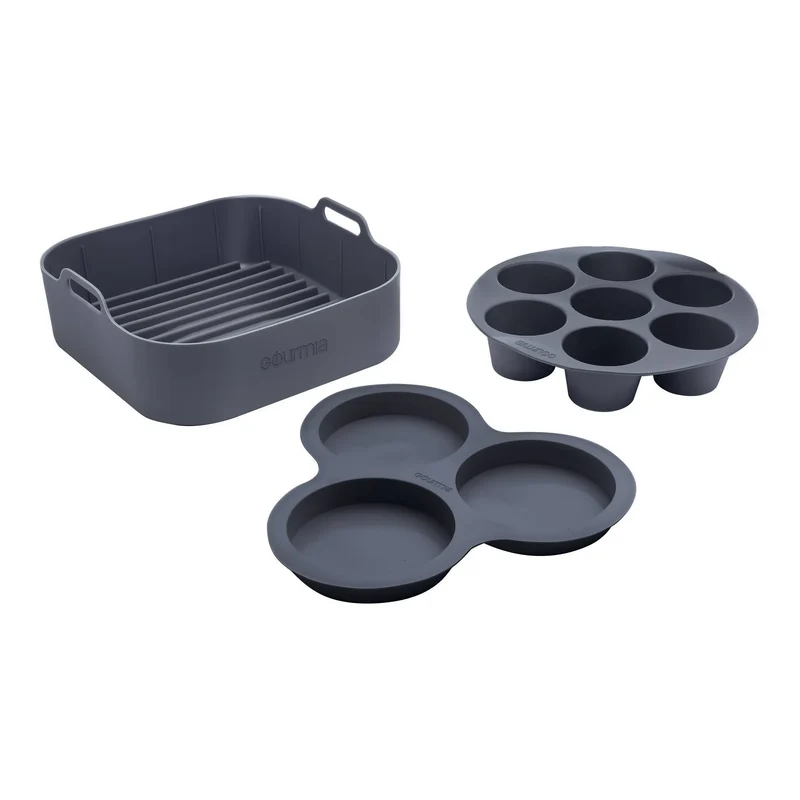 Reusable 3-Piece Silicone Air Fryer Accessory Set With Basket Liner, Egg Bites Mold & Muffin Pan