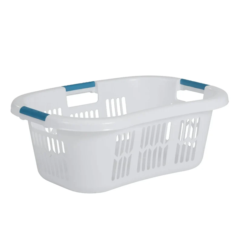 Large Hip-Hugger Portable Plastic Laundry Basket - White