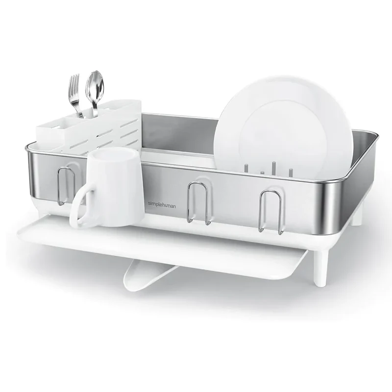 Steel Frame dishrack, Stainless Stee - White