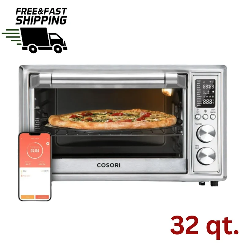 Smart Air Fryer Toaster Oven - 32 Quart Silver