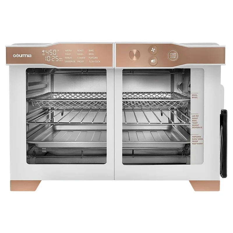 French Door 6-Slice Digital Toaster Oven Air Fryer with Integrated Temperature Probe, 24L - White