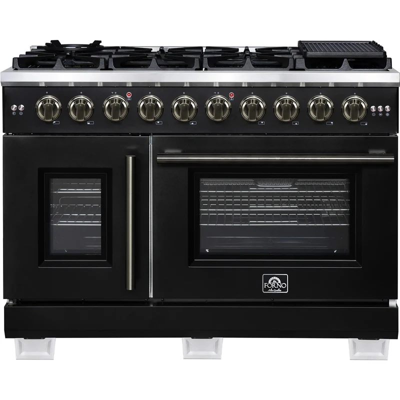 Forno Capriasca Cuisinière à gaz autoportante à porte française de 30 po FFSGS6460-48BLK